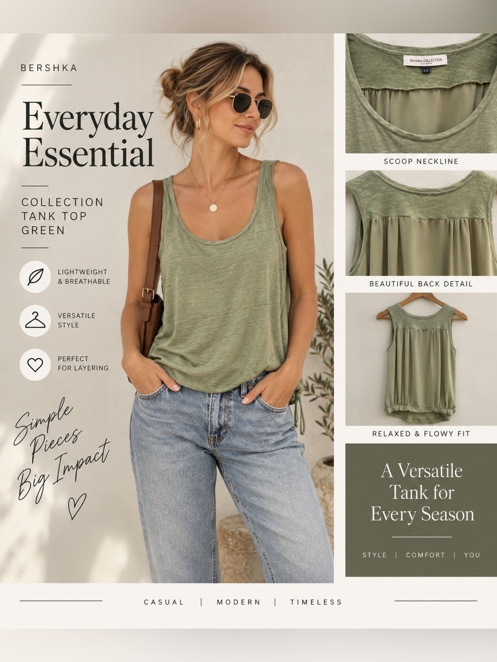 Bershka Collection Tank Top Green